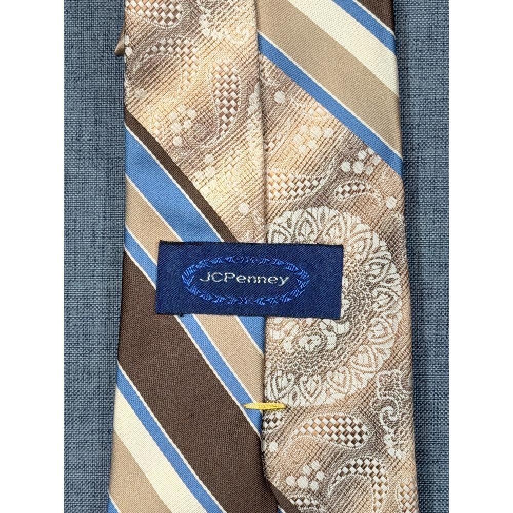 Vintage Sears Tie Medallion Geometric Gold Brown Retro Polyester Classic - Picture 6 of 8